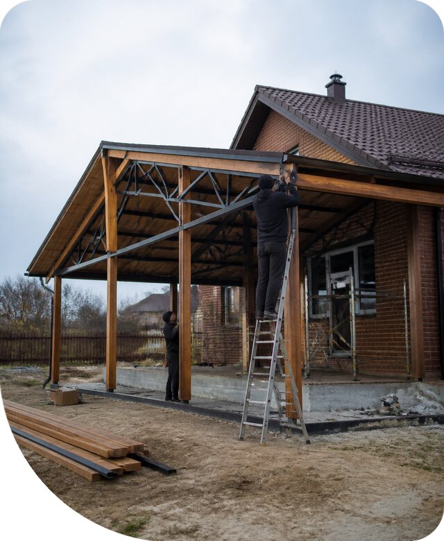 Пристройка навеса к дому и участку в Кургане под ключ